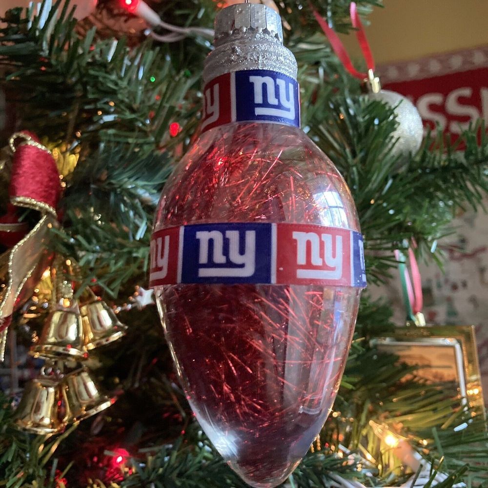 New York Giants Tinsel Light Bulb Hanging Christmas Ornament 6” x 3” - Picture 5 of 8